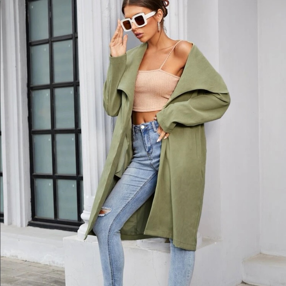 Army green trench coat - Picture 3 of 6